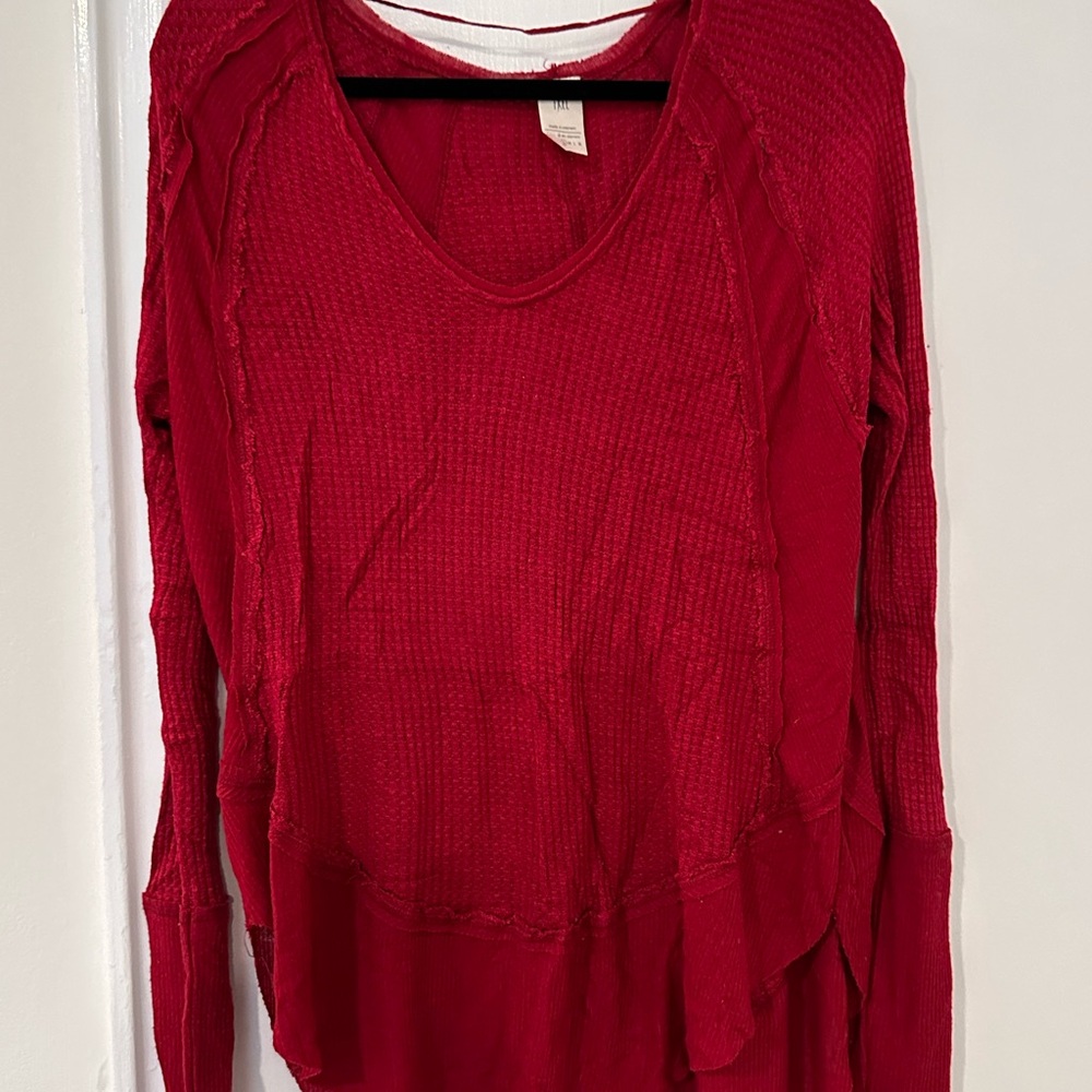 We The Free Deep Red Textured Knit Top